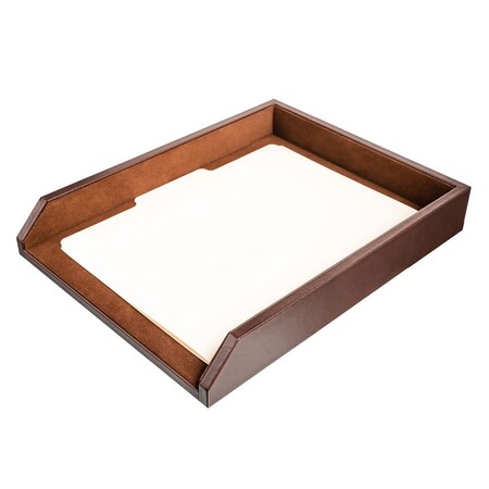 Dacasso Chocolate Brown Leather Letter Tray AG-3401